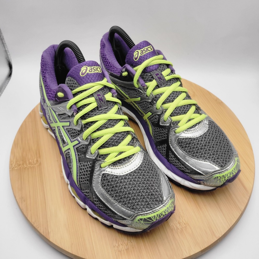 Asics Gel-Kayano 21 Womens Running Shoes Purple Silver Lime T4H7N Size 8.5